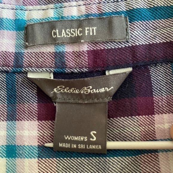 Eddie Bauer classic fit ladies button down plaid long sleeve shirt size S - Picture 7 of 10
